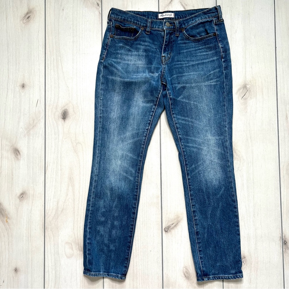 Madewell Slim Boy Jean Medium Wash Distressed Straight Leg Denim